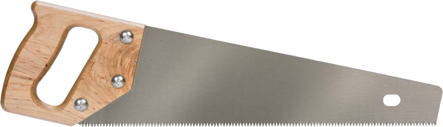 a hand saw with a wooden handle