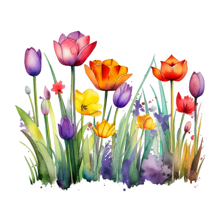 a watercolor painting of colorful flowers