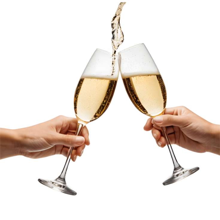 two hands holding glasses of champagne
