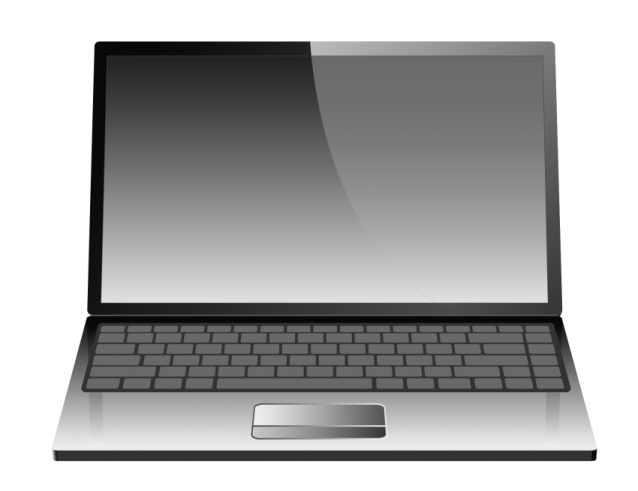 a laptop computer with a blank screen