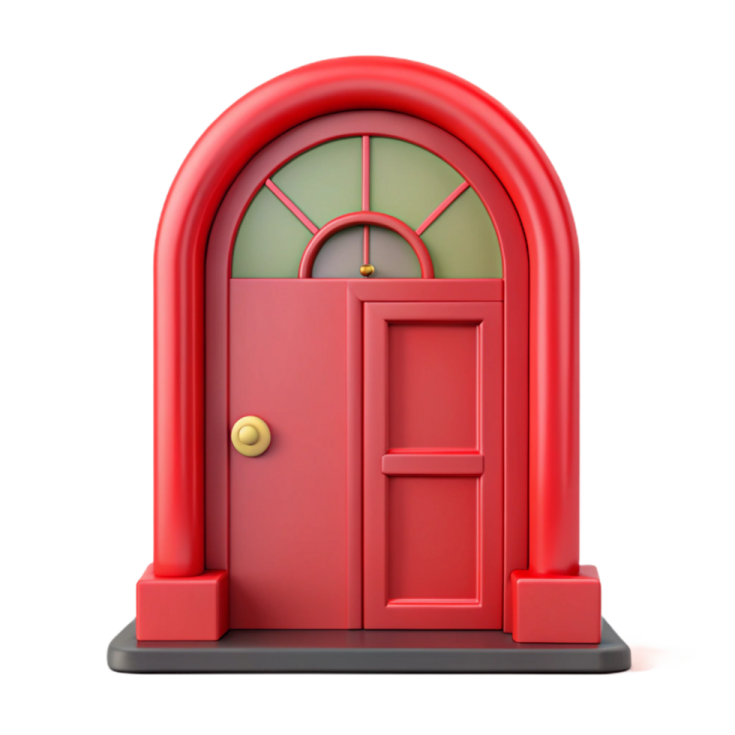 a red door on a white background