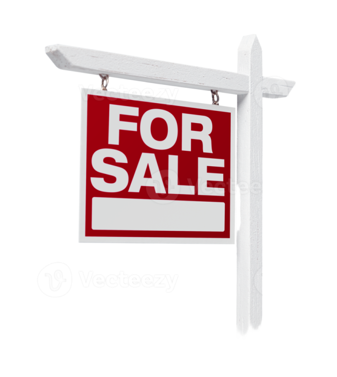 a for sale sign on a white background