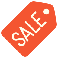 a red sale tag with the word sale