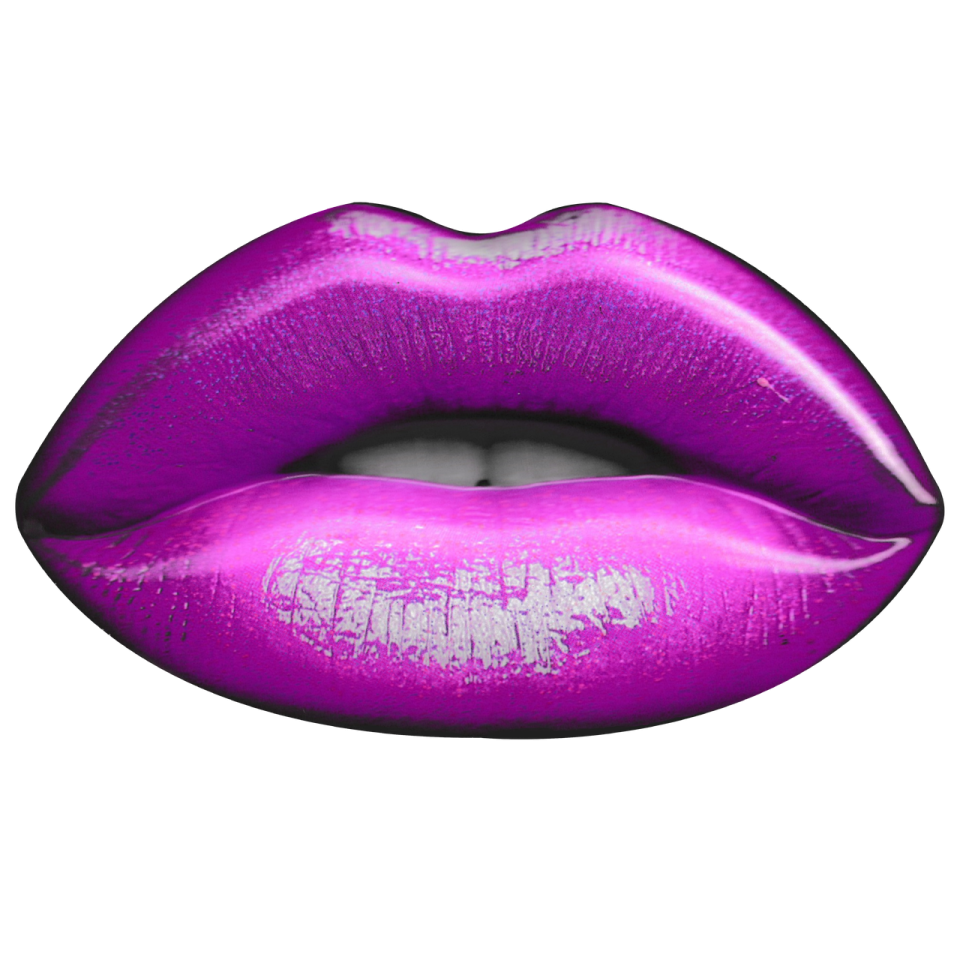 a purple lipstick on a white background