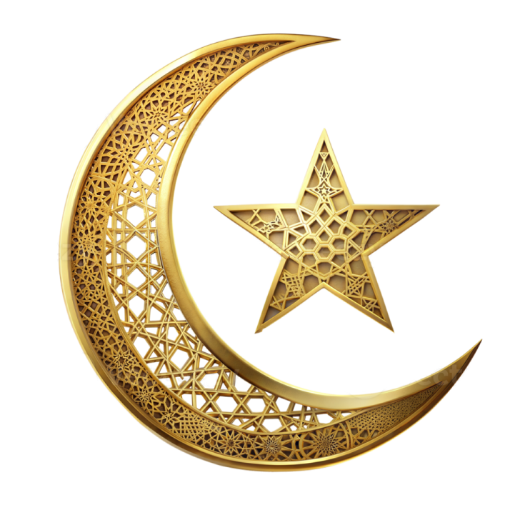 a golden crescent with a star in the middle
