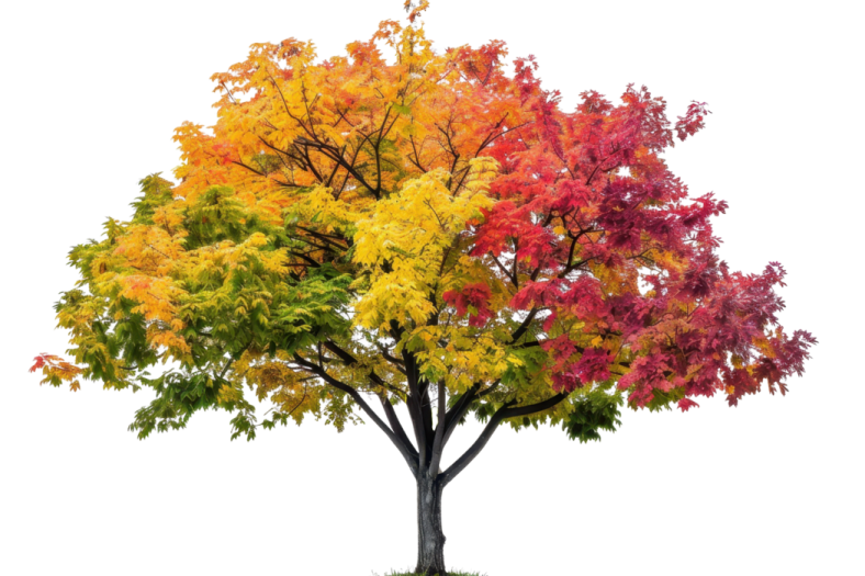 a tree with colorful leaves on it