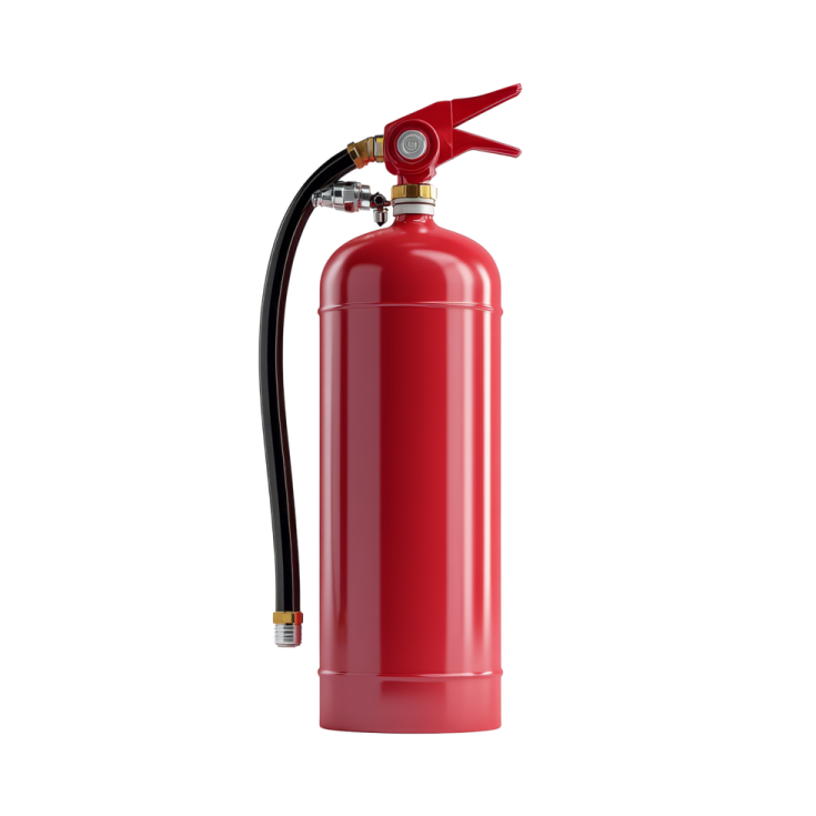 a red fire exor on a white background