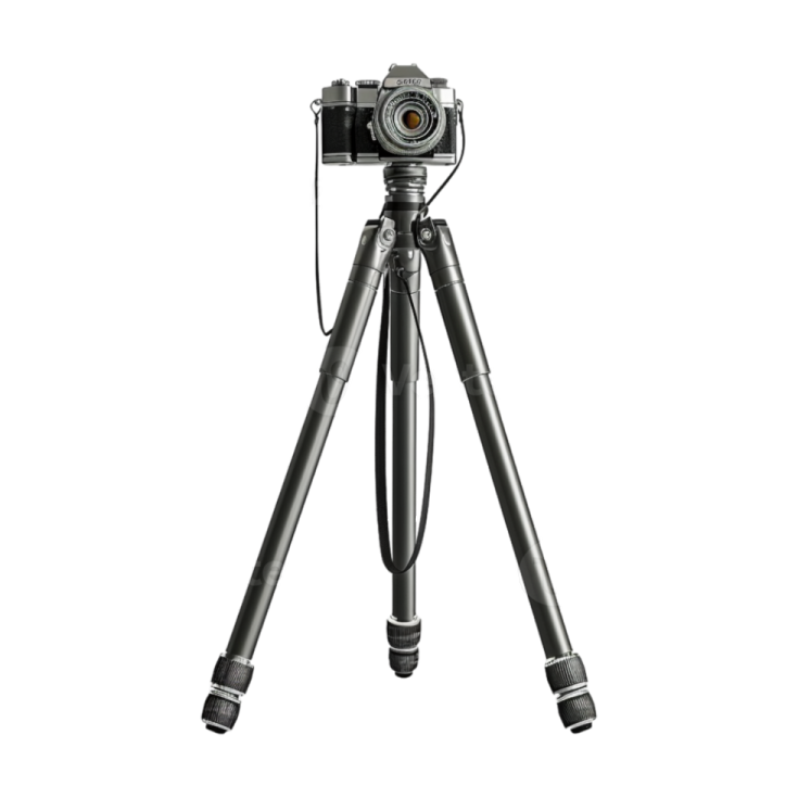 a tripod with a camera attached to it