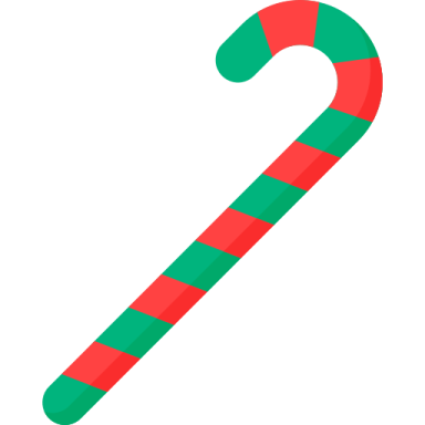 a candy cane with red and green stripes