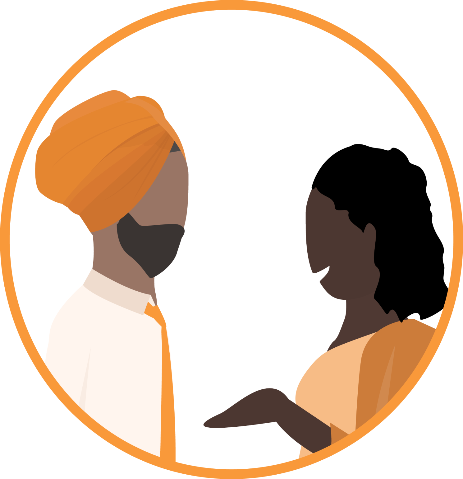 a man and woman in a circle