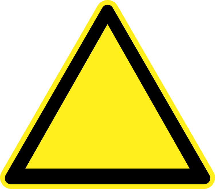 a yellow and black triangular sign