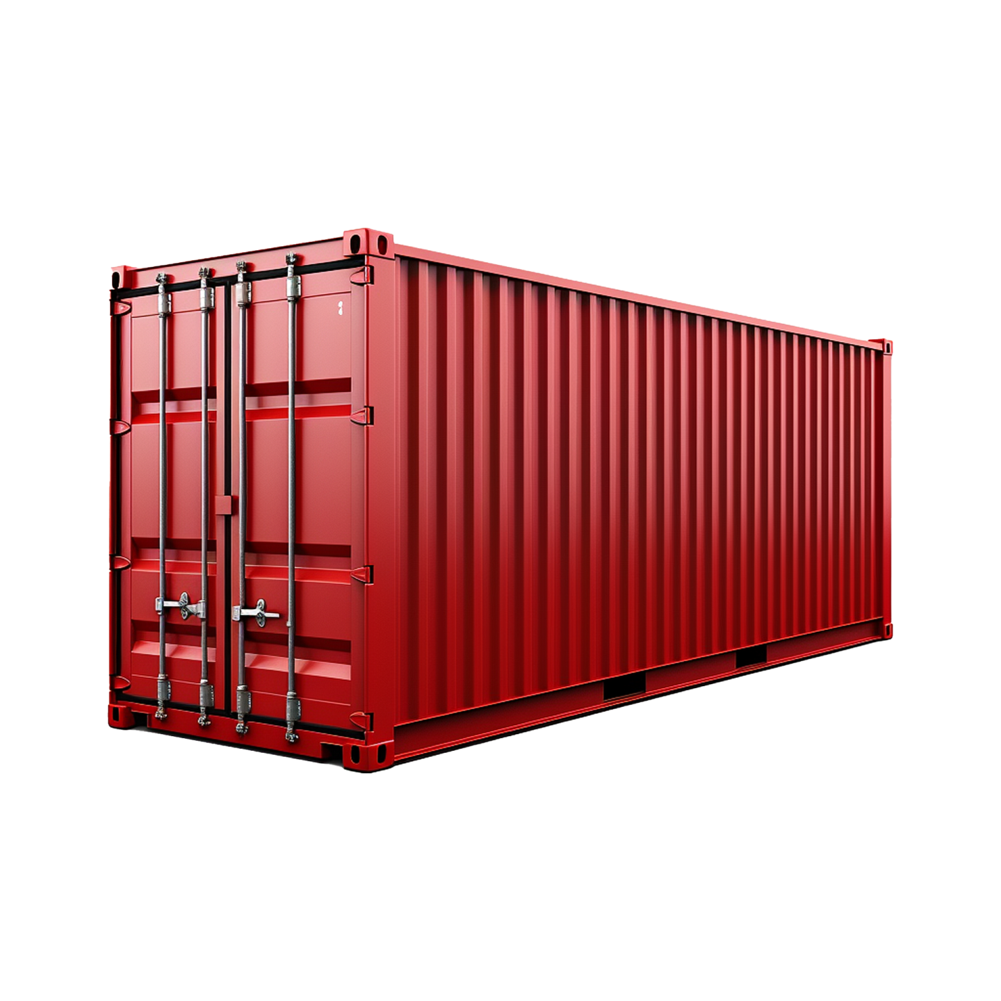 a red shipping container on a white background
