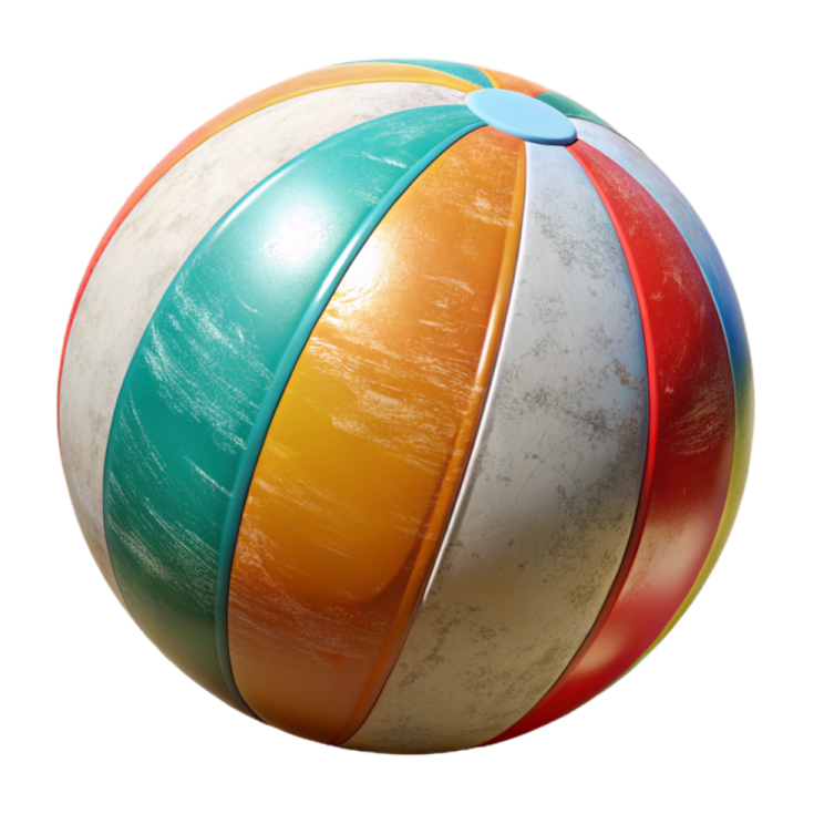 a colorful beach ball on a white background