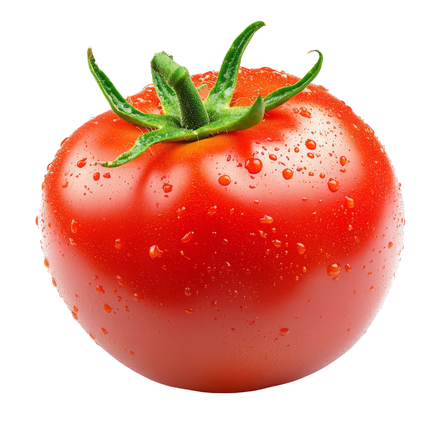 a red tomato with water droplets on it