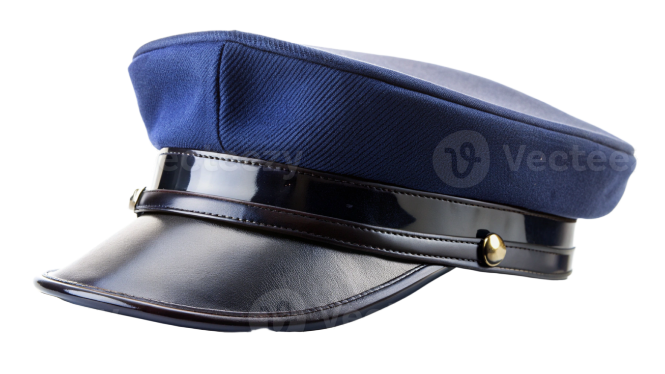 a blue military hat on a white background