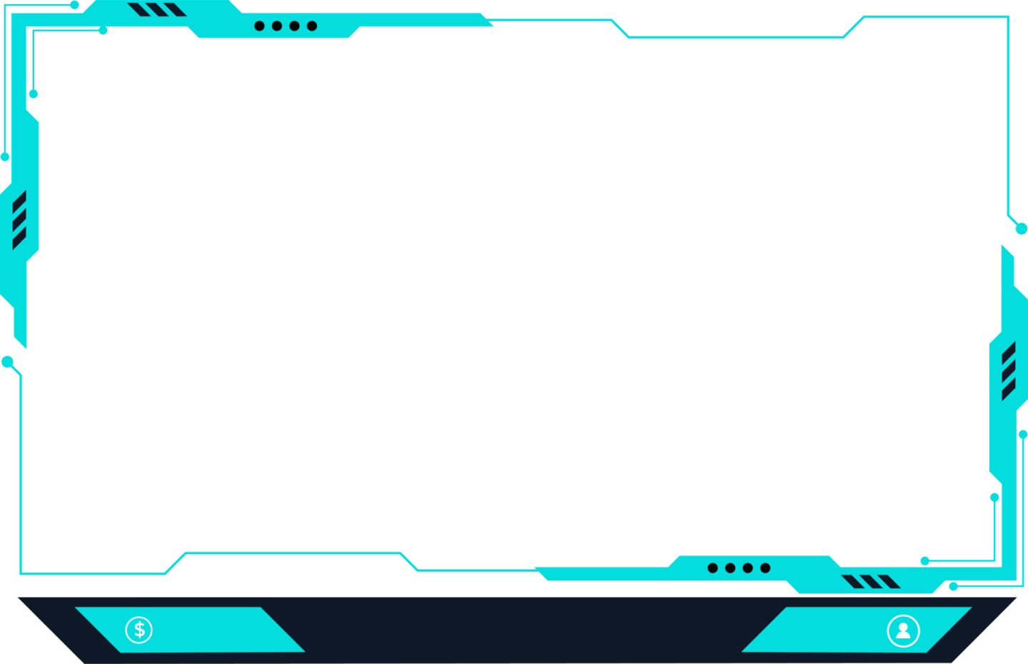 a blue and black frame with a white background
