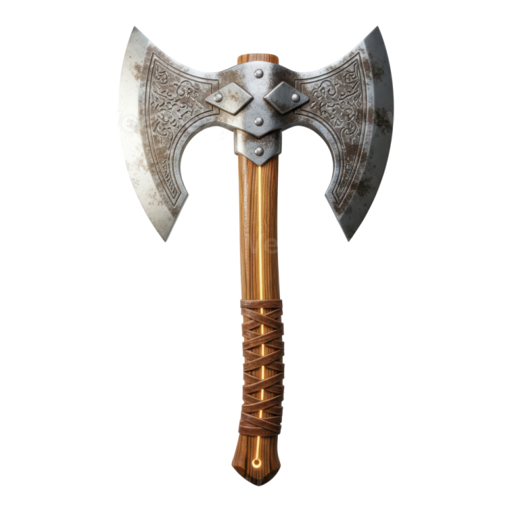 an old axe on a white background