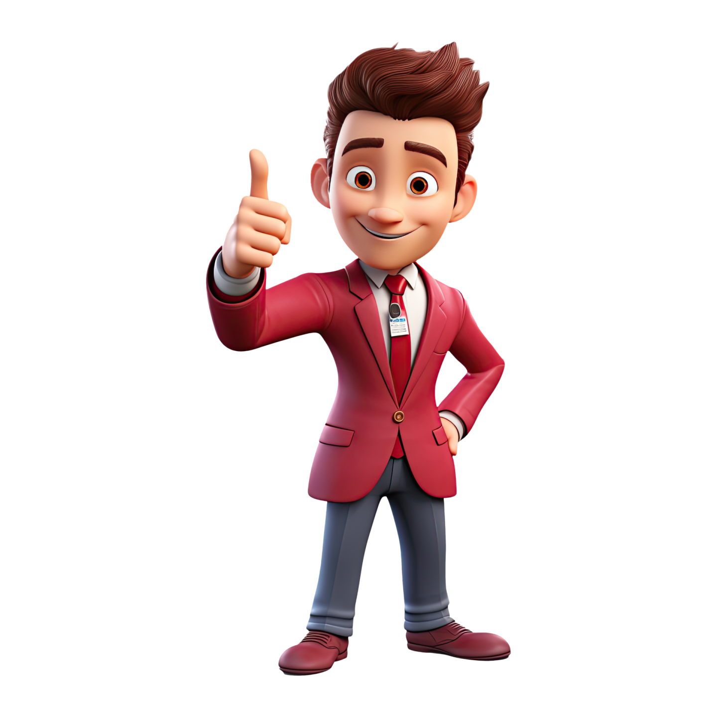 a cartoon character in a suit and tie giving a thumbs