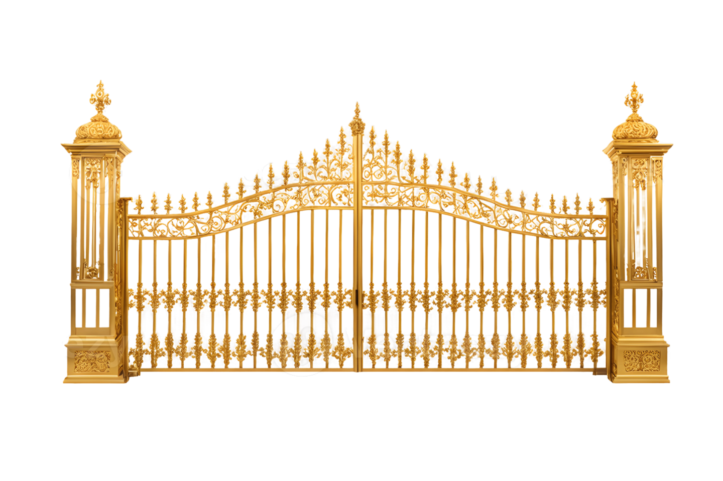 a golden gate on a white background