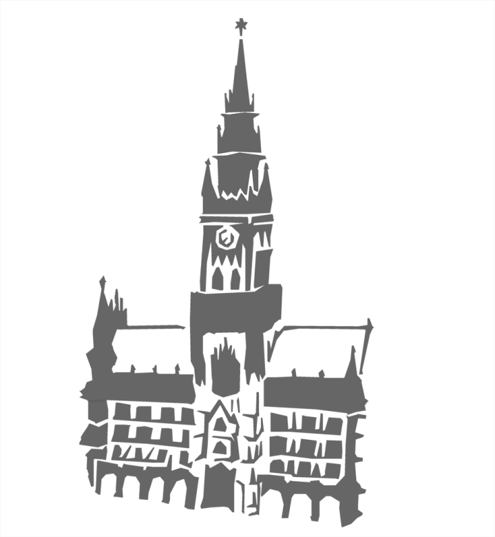 a black and white image of a castle