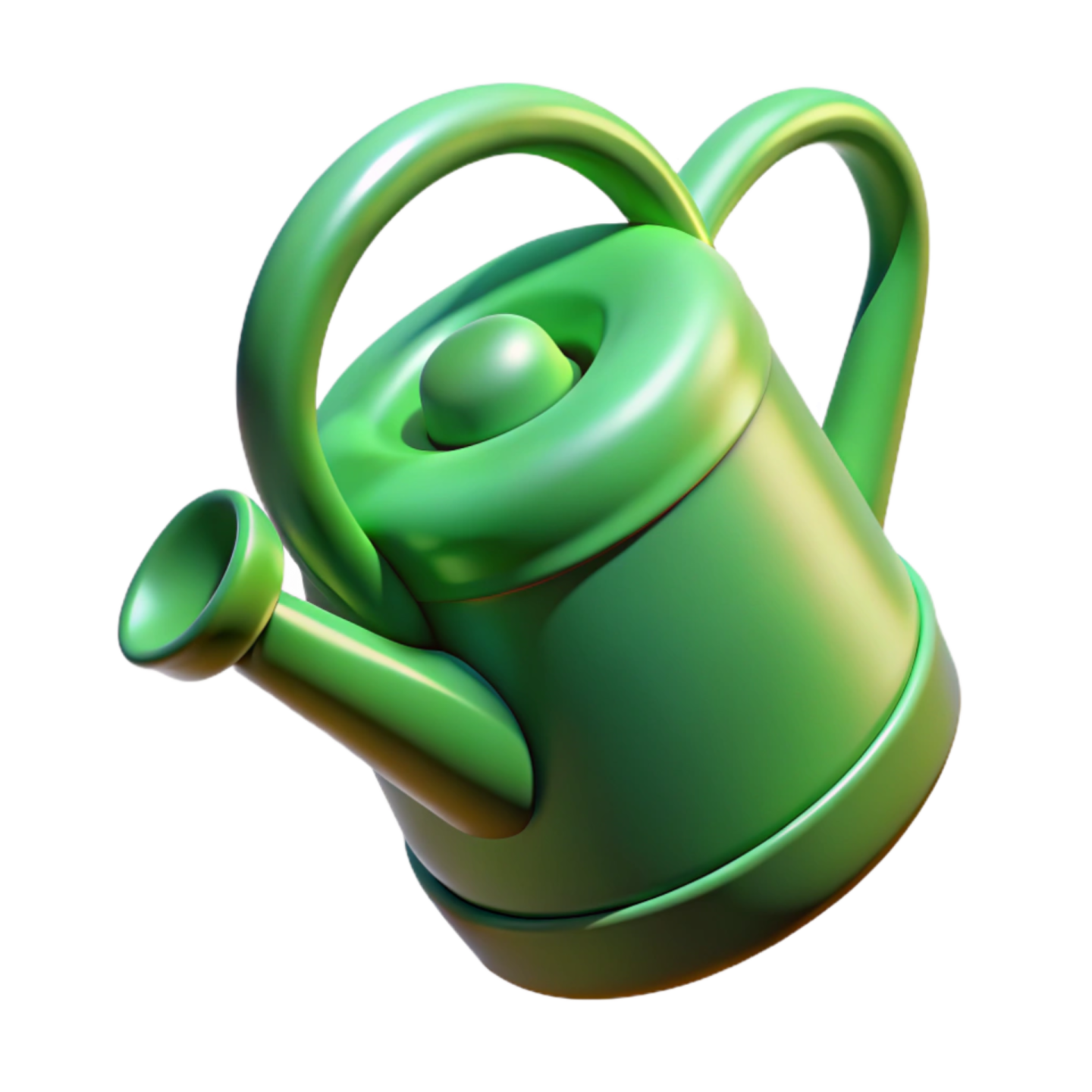 a green watering with a white background