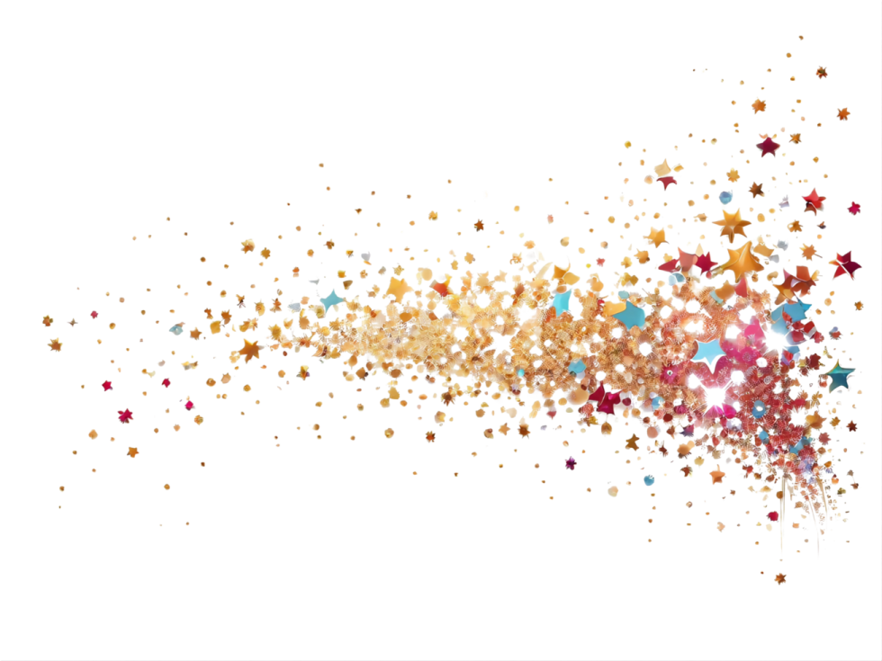 a white background with gold and red stars
