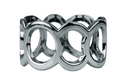 a silver ring on a white background