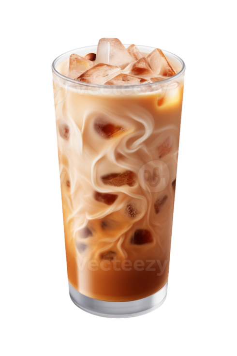 a glass of iced coffee with ice