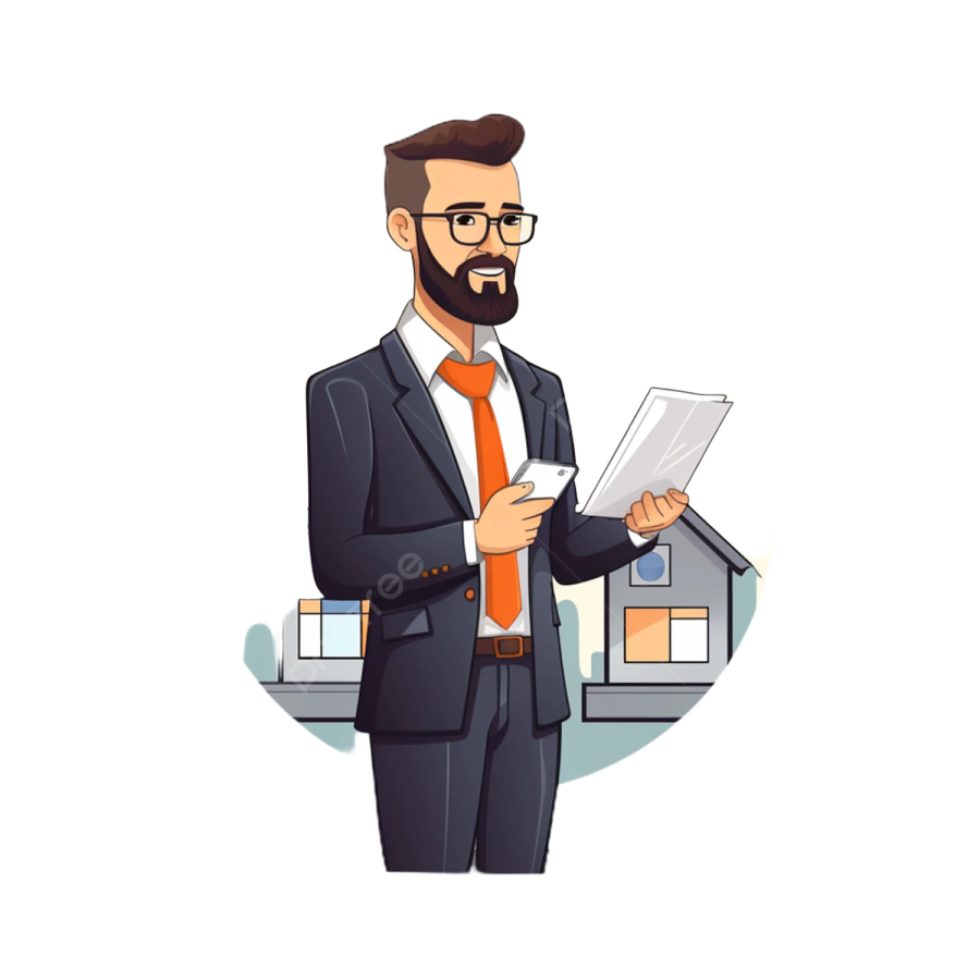 a man in a suit and tie holding a clipboard