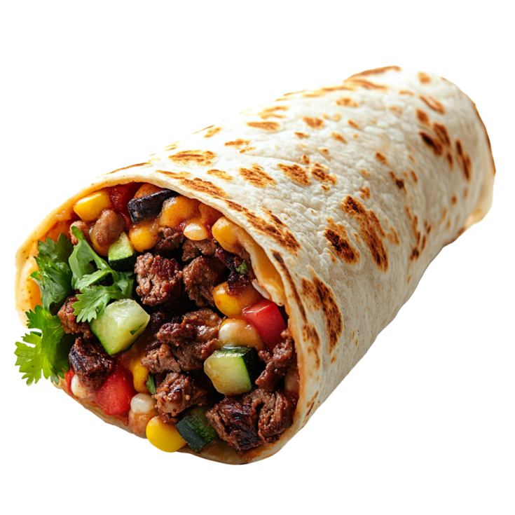 a burritoa filled with meat and vegetables