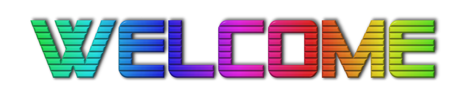 the word welcome in rainbow colors on white background