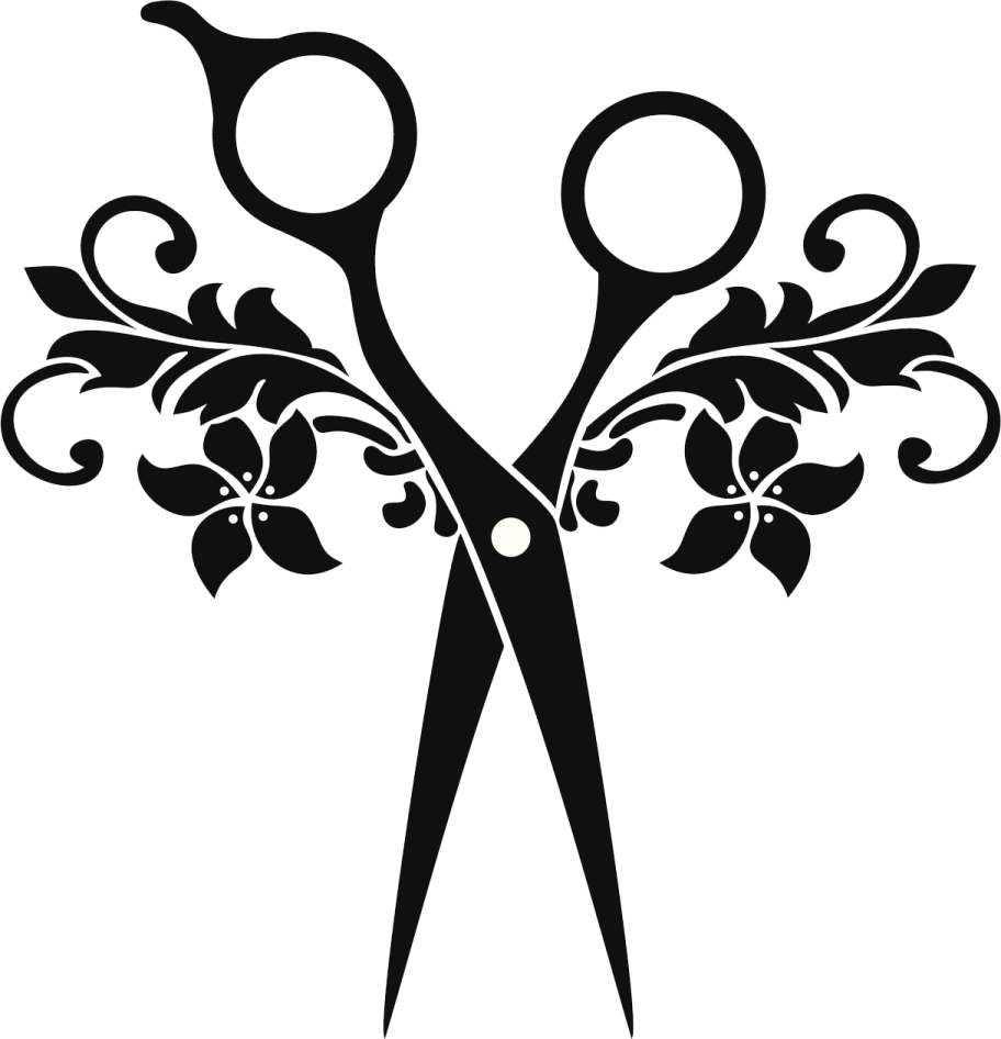 a pair of scissors with floral designs on it