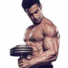a man is holding a dumb bar