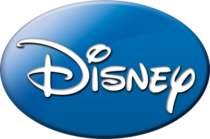 the disney logo on a blue button
