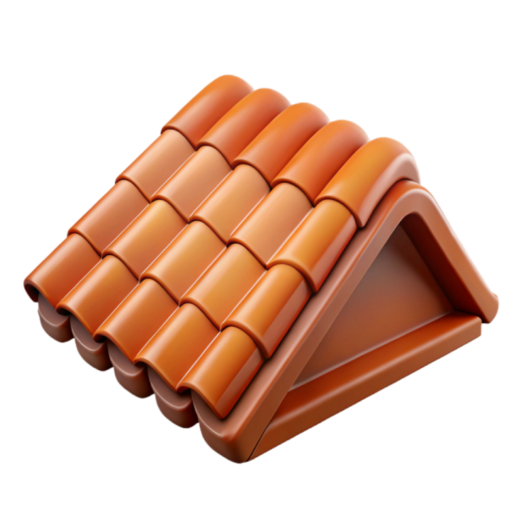 an orange roof tile on a white background