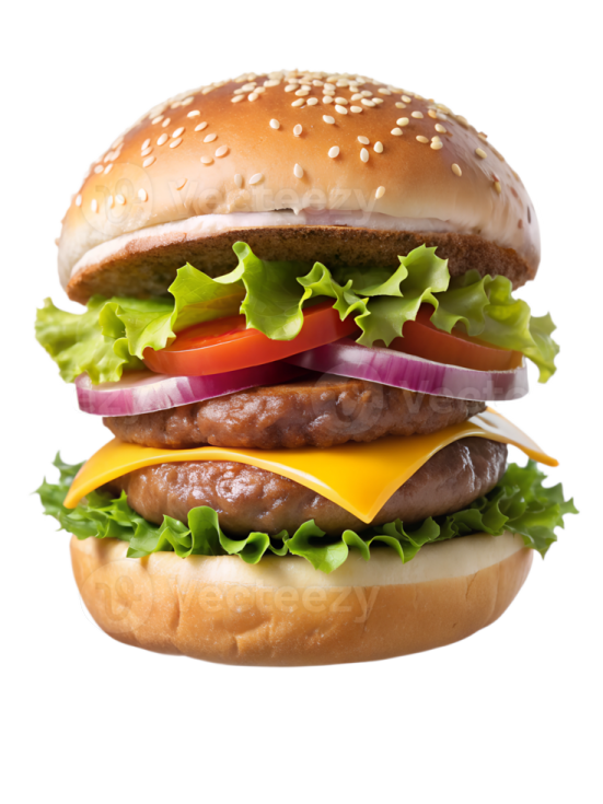 a hamburger on a white background