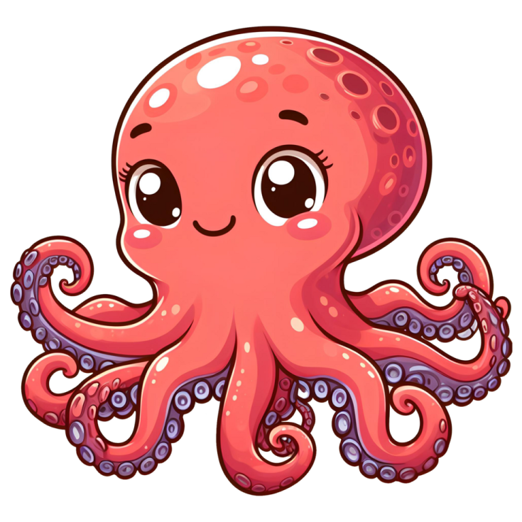 an octopus with a cute face and tentacles
