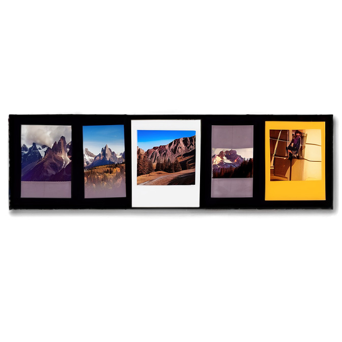 a black picture frame with multiple pictures on it