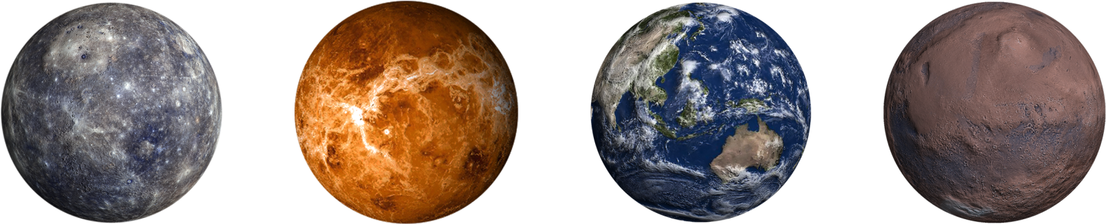 a row of planets in different colors