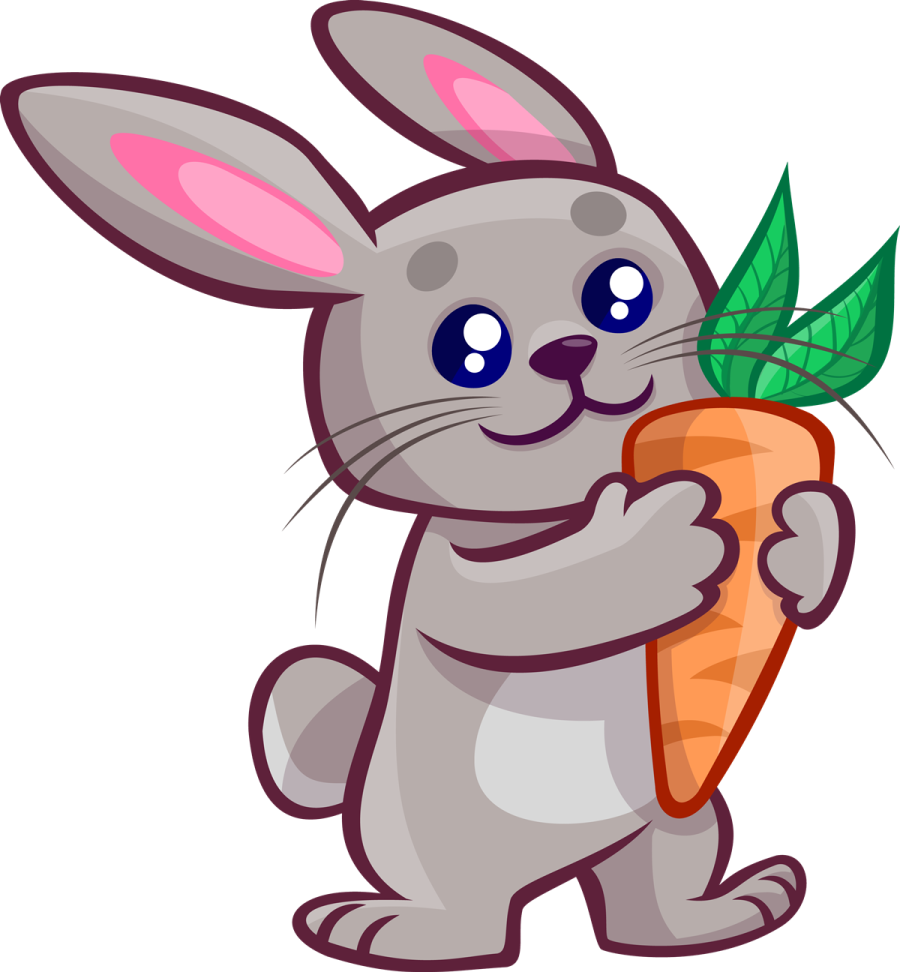 a cartoon rabbit holding a carrot