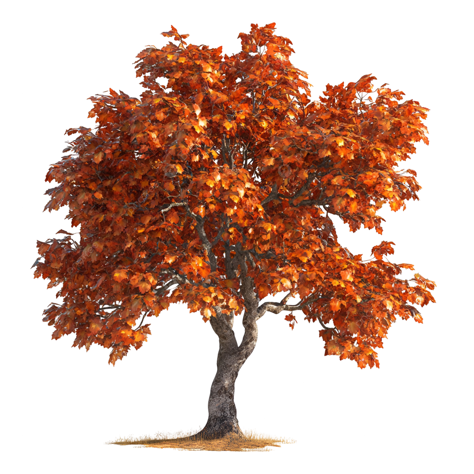 a tree with orange leaves on it