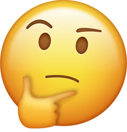 a smiley face with a finger on it's cheek