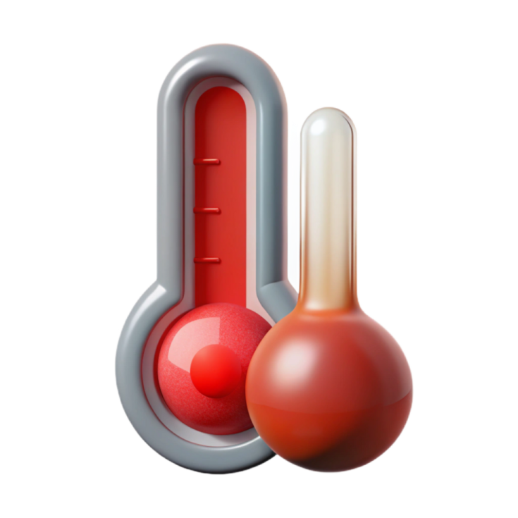 a thermometer with a red ball on it