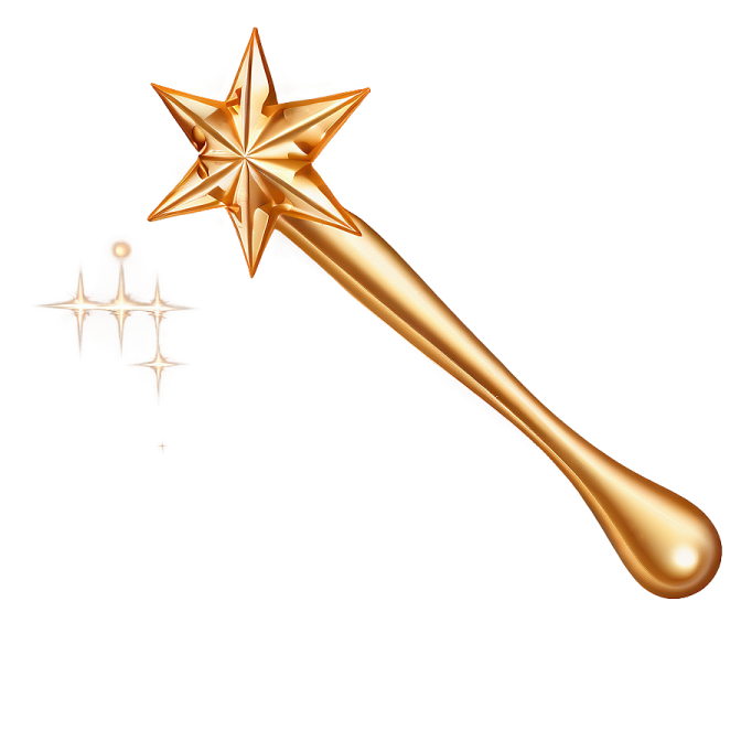 a golden star wand on a white background