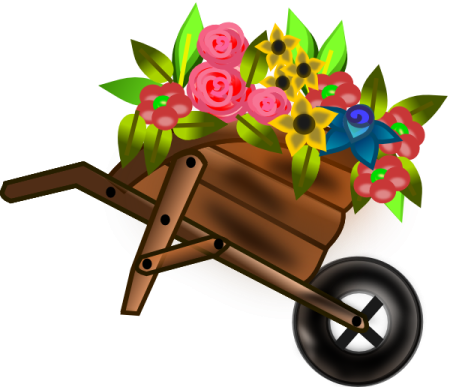 a wooden wheel with flowers in it