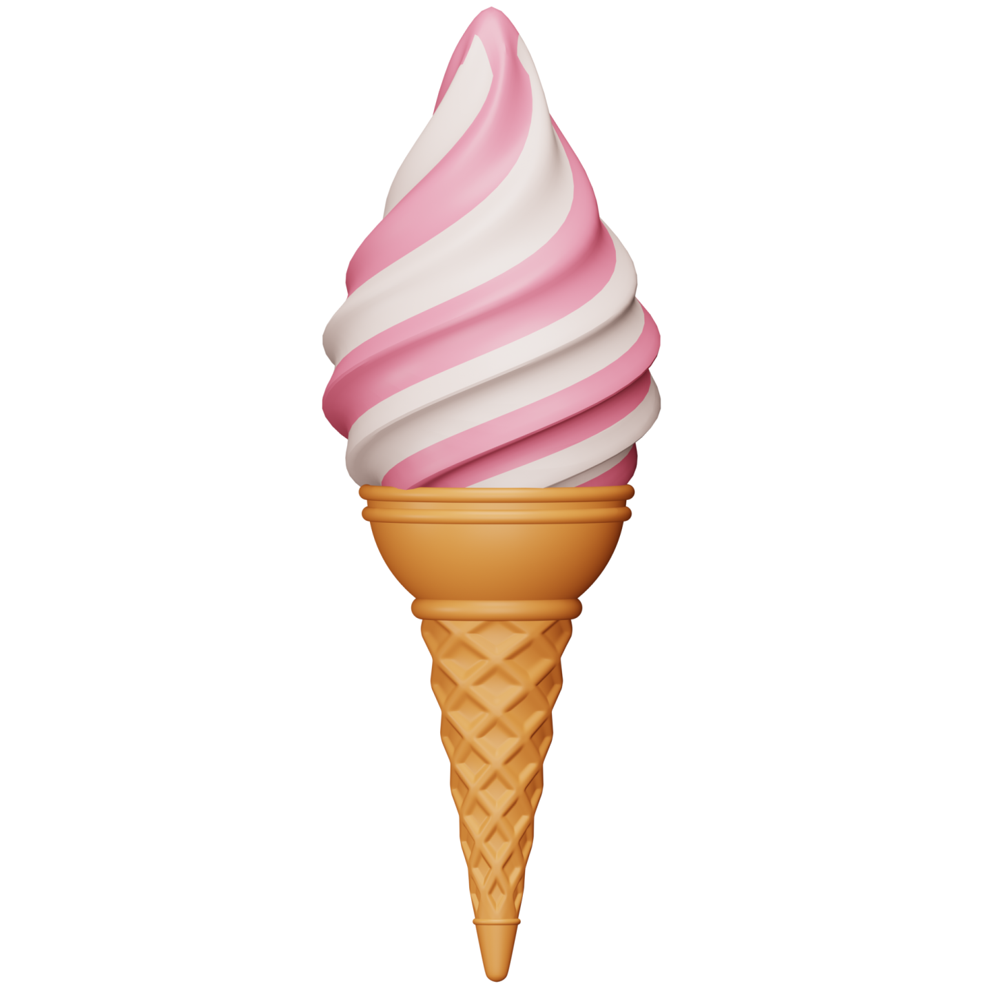 an ice cream cone with pink and white stripes