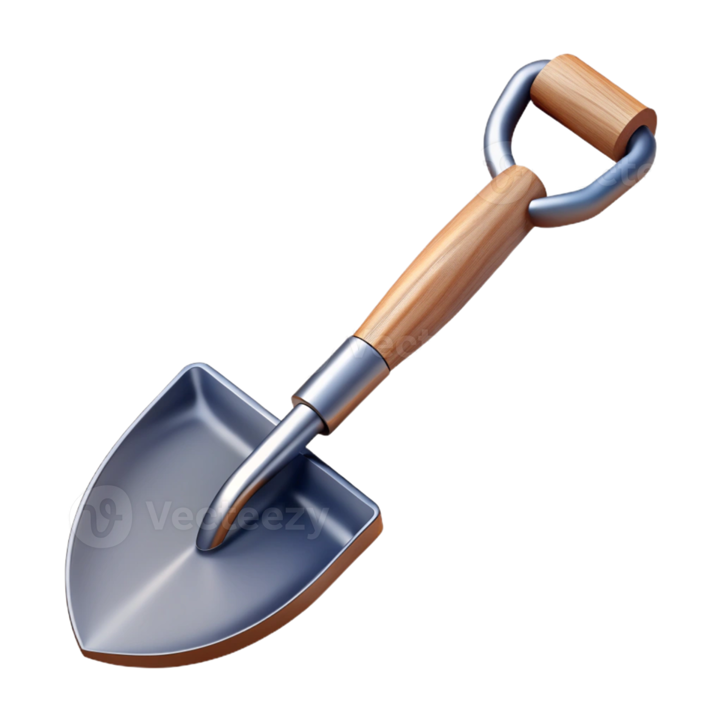 a shovel with a wooden handle