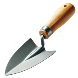 a shovel with a wooden handle