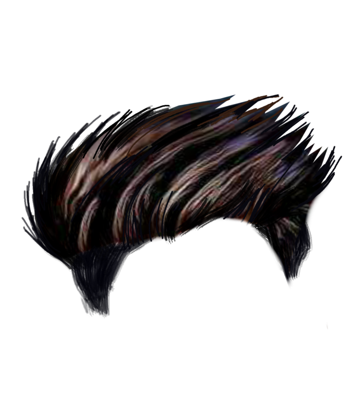 a black and white drawing of a man's hair