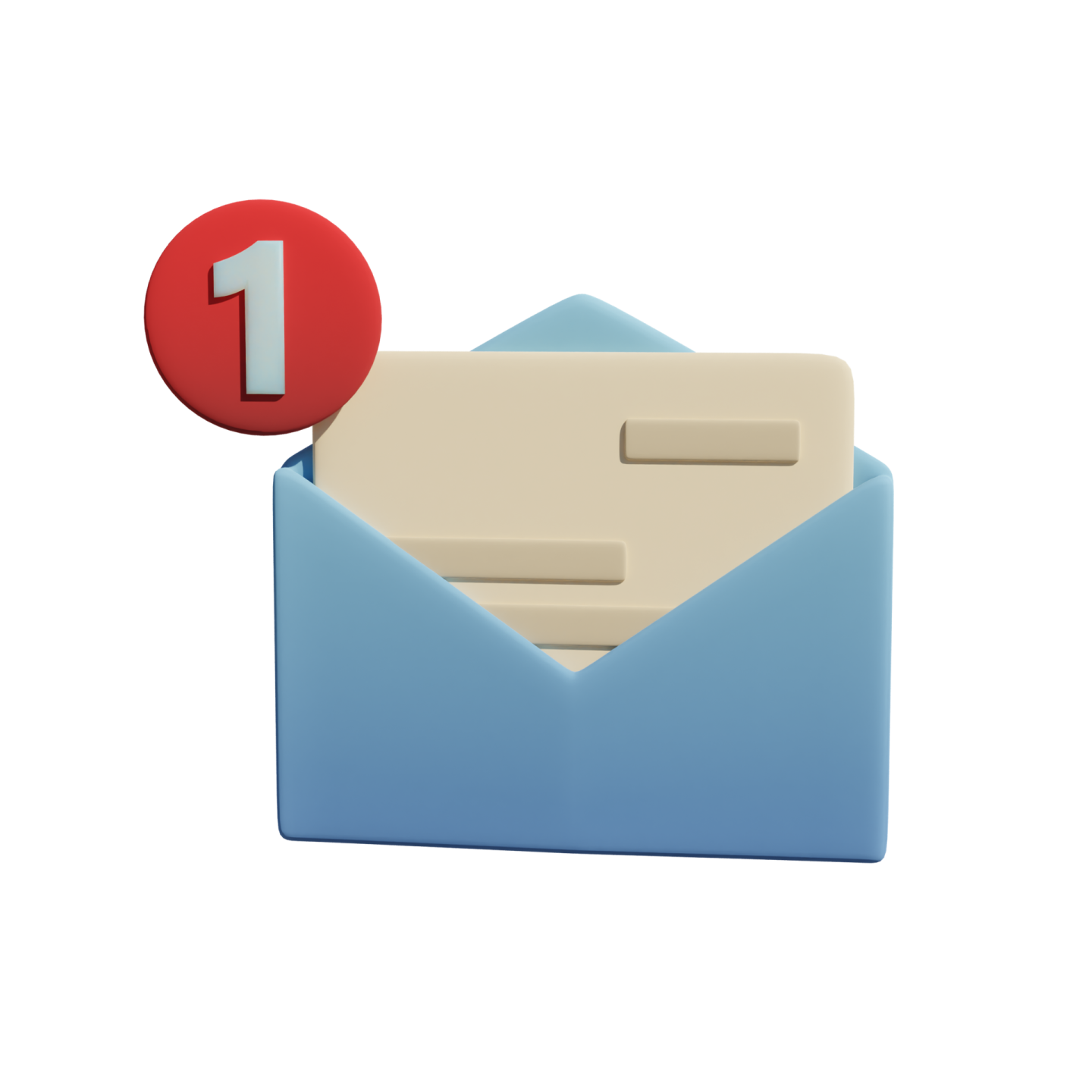 a blue envelope with a red button on it